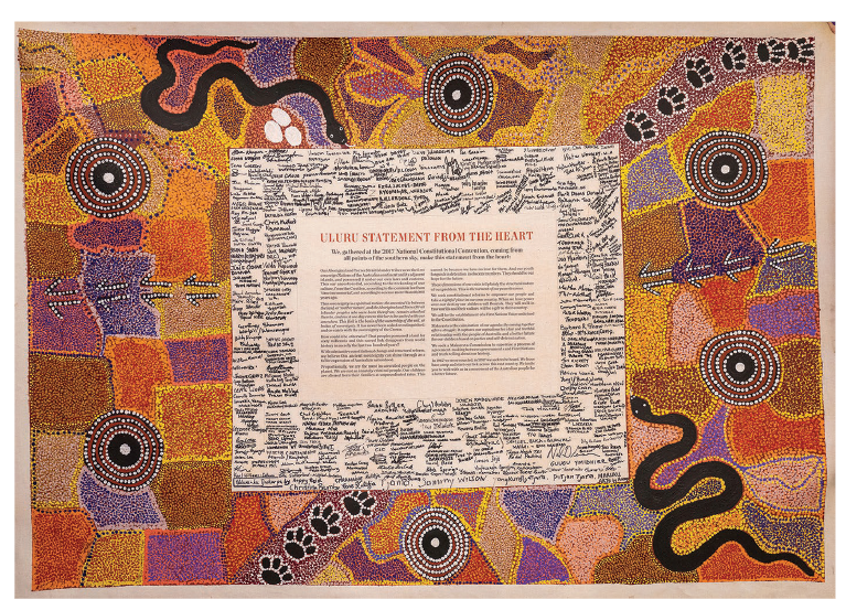 The Uluru Statement from the Heart with surrounding signatures