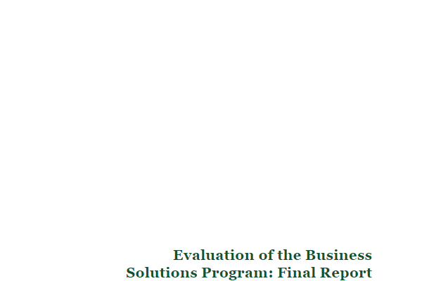 Evaluation of the Business Solutions Program: Final Report