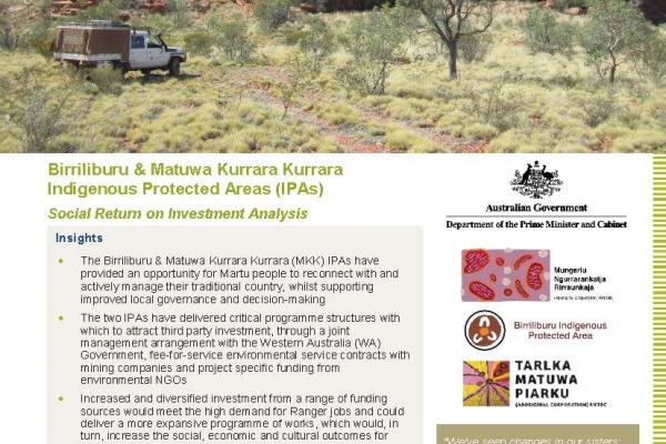 Social Return on Investment analysis of the Birriliburu and Matuwa Kurrara Kurrara Indigenous Protected Areas