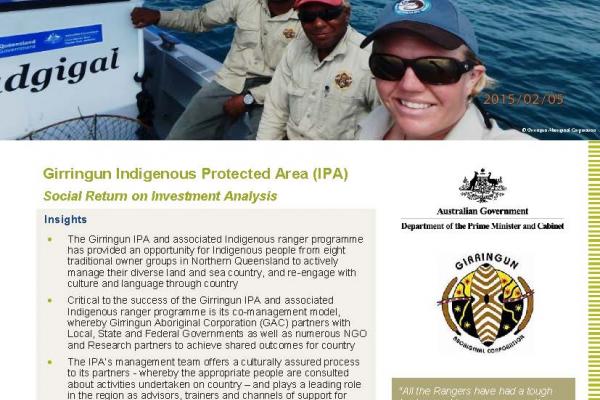 Social Return on Investment analysis of the Girringun Indigenous Protected Area and associated Indigenous ranger programme