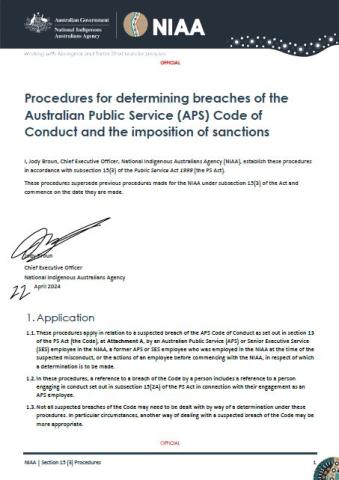 Procedures For Determining Breaches Of The APS Code Of Conduct And The ...