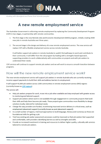 A new remote employment service factsheet