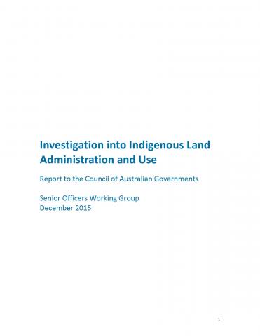 COAG Investigation into Indigenous land administration and use