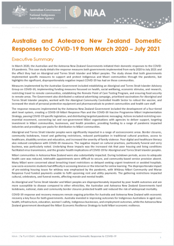 Australia and Aotearoa New Zealand Domestic Responses to COVID-19 from March 2020-July 2021