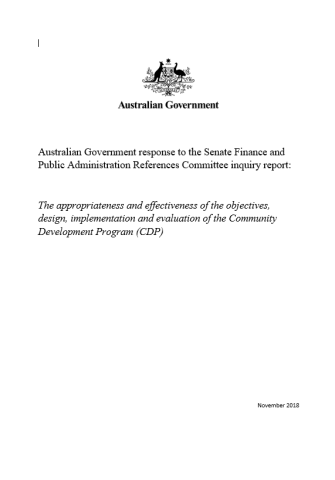 Australian Government response to the Senate Finance and Public Administration References Committee inquiry report