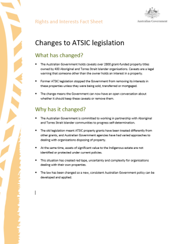 Changes to ATSIC legislation