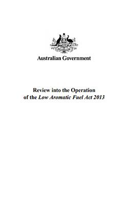 Review into the Operation of the Low Aromatic Fuel Act 2013