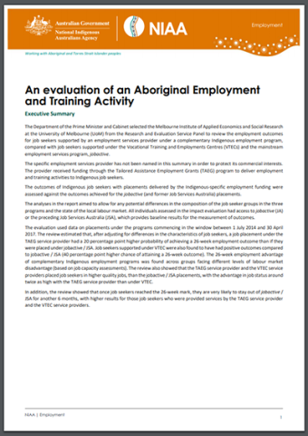 An evaluation of an Aboriginal Employment and Training Activity