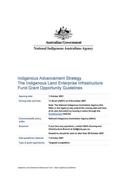 Indigenous Land Enterprise Infrastructure Fund - Grant Opportunity Guidelines