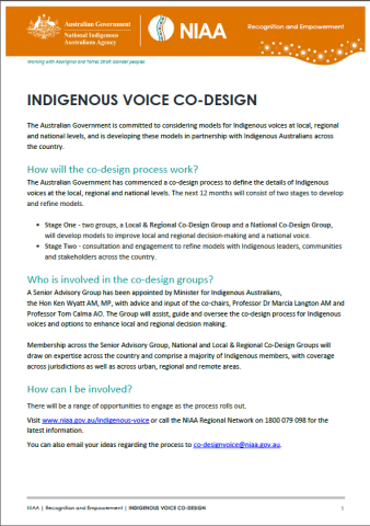 Indigenous Voice Co-design fact sheet