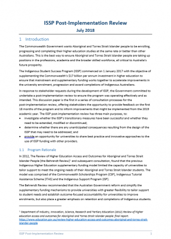 ISSP Post-Implementation Review 2018 discussion paper