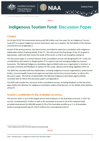 Indigenous Tourism Fund: Discussion Paper