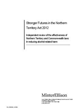 Stronger Futures in the Northern Territory Act 2012: Independent review of the effectiveness of Northern Territory and Commonwealth laws in reducing alcohol-related harm