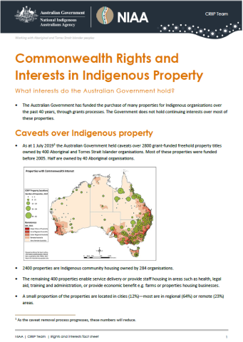 Commonwealth Rights and Interests in Indigenous Property Fact Sheet