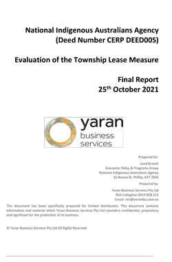 Northern Australia White Paper: Township Leasing and Land Administration