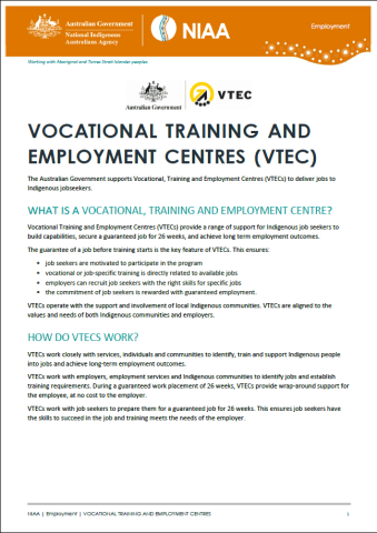 Vocational Training and Employment Centres factsheet