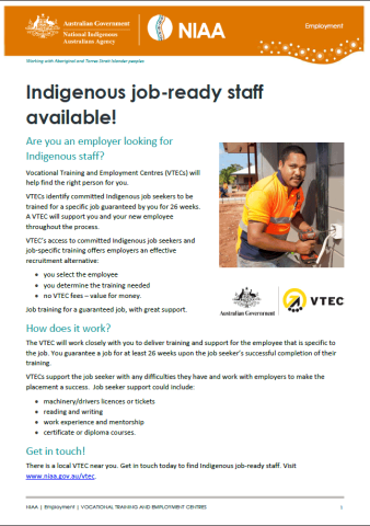 VTEC fact sheet for employers