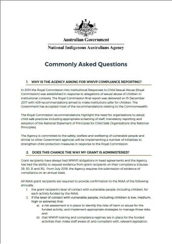 WWVP Commonly Asked Questions