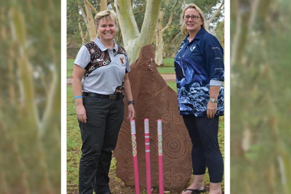 Stumps at women's Imparja Cup games symbolise players and their culture